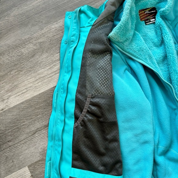 Blue ski jacket with removable, waterproof shell and fleece liner - Picture 10 of 13